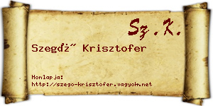 Szegő Krisztofer névjegykártya